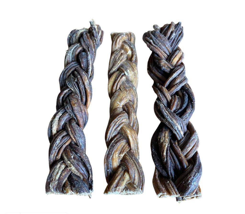 A colour image of Braided-Intestine natural dog treats