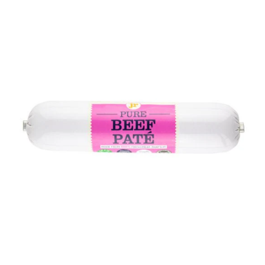 A colour image of a roll of JR Beef Pate