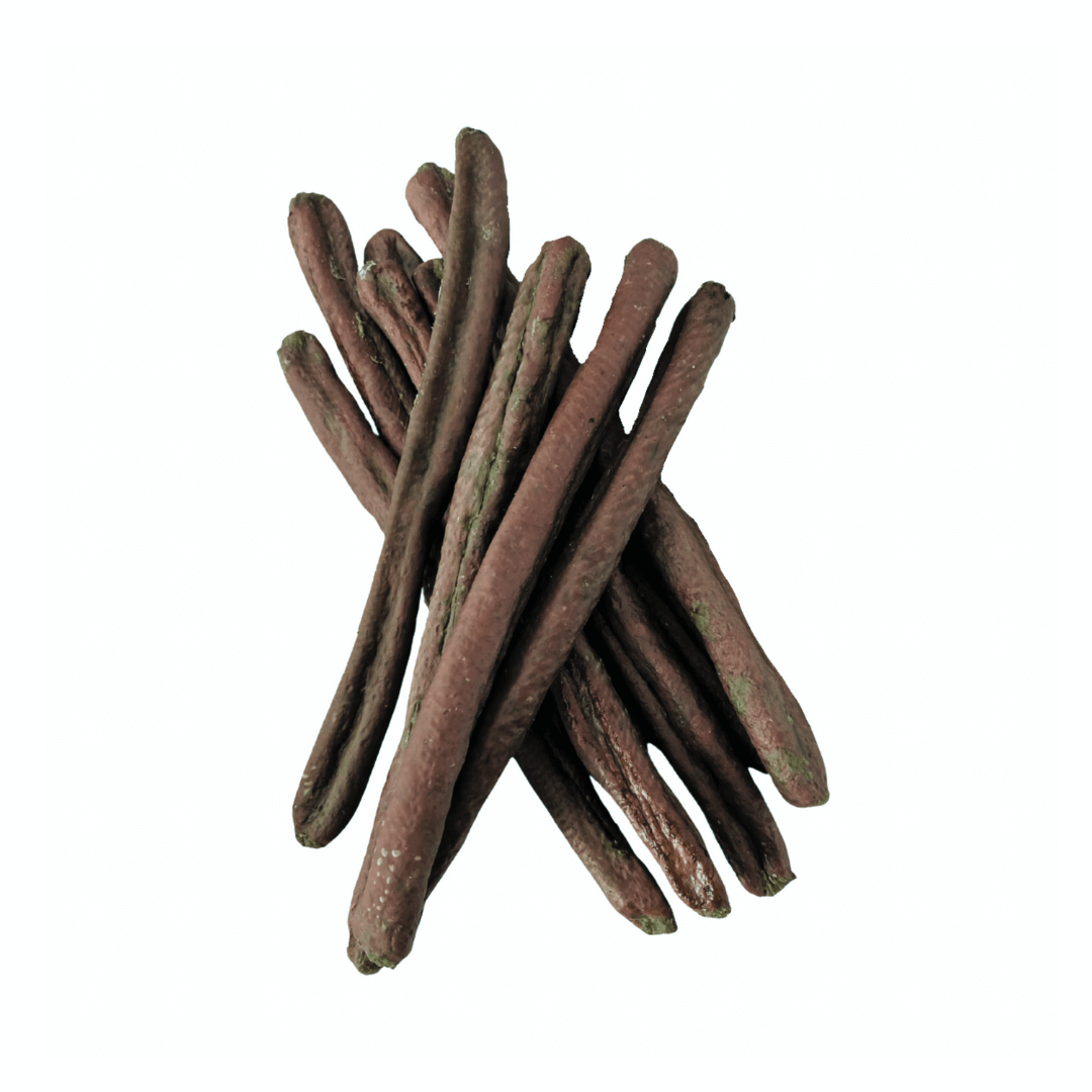 A colour image of large sausage natural dog treats