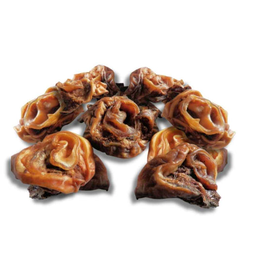 A colour image of pigs inner ear natural dog treats.